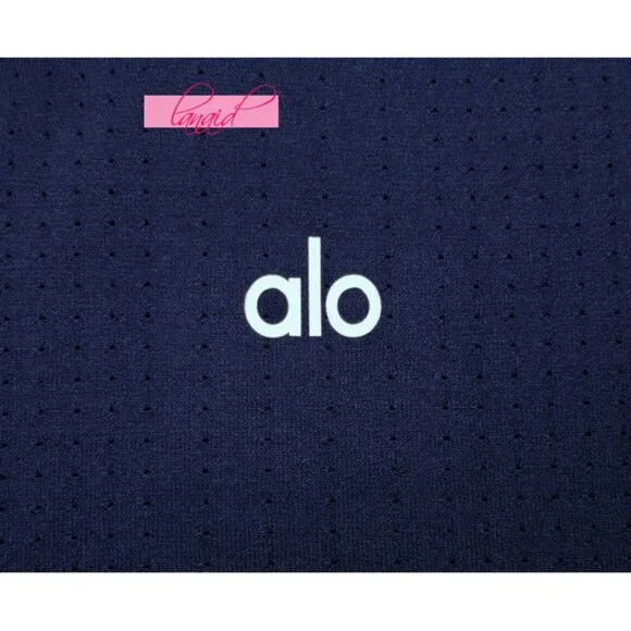 Alo CoolFit Performance Short Sleeve Tee Navy Anti-Bacterial Exercise Active XL - Picture 4 of 6